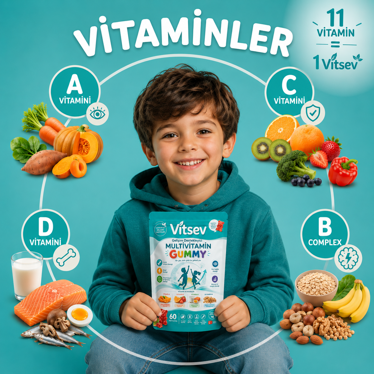 Vitsev™ Gelişim Destekleyici Multivitamin Gummy