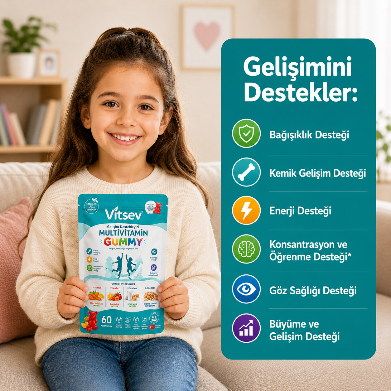 Vitsev™ Gelişim Destekleyici Multivitamin Gummy